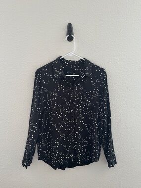 Rails Rocsi Button Down Shirt Womens Medium Black Constellation Star Print Rayon